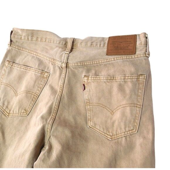 Levis JEANS MEN 34x34 PREMIUM Stay LOOSE HEMP COTTON BLEND TAN Straight Leg LOGO - Picture 3 of 10